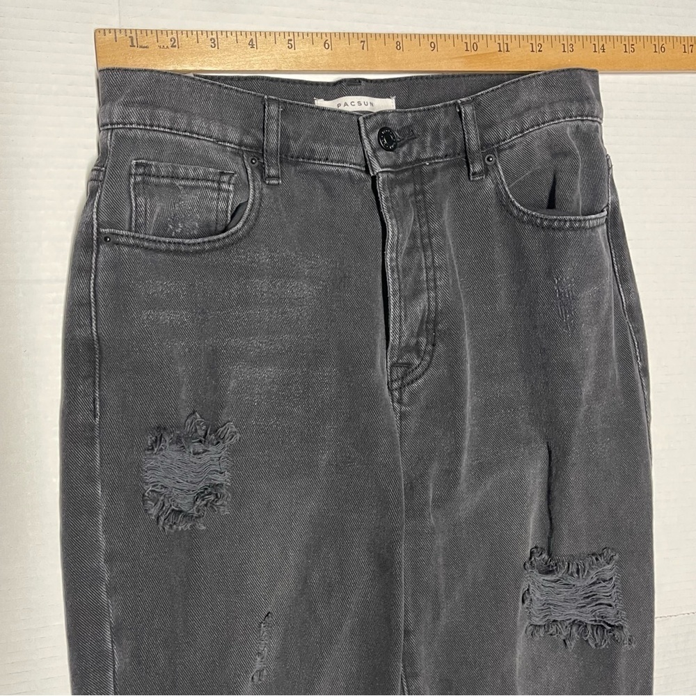 PacSun Women’s Black Jeans Size 28 Distressed High Rise Straight Leg Denim 28x25 - Picture 9 of 9